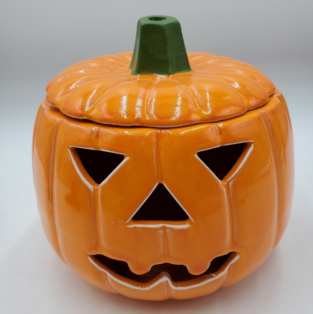 Vintage Orange Pumpkin Jack O Lantern Marcia Ceramics Halloween USA!